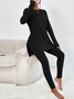 Deux Pièces Ensembles Femmes Décontracté Plain Printemps / Automne Naturel Quotidien Ample Manches Longues Col Rond Top Avec Pantalons