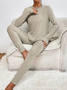 Deux Pièces Ensembles Femmes Décontracté Plain Printemps / Automne Naturel Quotidien Ample Manches Longues Col Rond Top Avec Pantalons