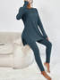 Deux Pièces Ensembles Femmes Décontracté Plain Printemps / Automne Naturel Quotidien Ample Manches Longues Col Rond Top Avec Pantalons