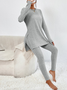 Deux Pièces Ensembles Femmes Décontracté Plain Printemps / Automne Naturel Quotidien Ample Manches Longues Col Rond Top Avec Pantalons