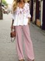 Deux Pièces Ensembles Femmes Abstrait Décontracté Printemps / Automne Naturel Quotidien Manches Longues Col Rond Top Avec Pantalons Droit