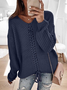 Pulls Décontracté Bloc de Couleur Printemps / Automne Col V Micro-élasticité Quotidien Ample Manches Longues Fil/fil de laine pour Femmes