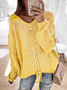 Pulls Décontracté Bloc de Couleur Printemps / Automne Col V Micro-élasticité Quotidien Ample Manches Longues Fil/fil de laine pour Femmes