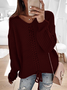Pulls Décontracté Bloc de Couleur Printemps / Automne Col V Micro-élasticité Quotidien Ample Manches Longues Fil/fil de laine pour Femmes