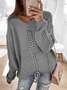 Pulls Décontracté Bloc de Couleur Printemps / Automne Col V Micro-élasticité Quotidien Ample Manches Longues Fil/fil de laine pour Femmes