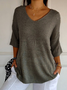Pulls Femmes Décontracté Plain Printemps / Automne Manches trois quarts Fil/fil de laine Régulier Droit Régulier Élasticité moyenne