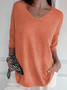 Pulls Femmes Décontracté Plain Printemps / Automne Manches trois quarts Fil/fil de laine Régulier Droit Régulier Élasticité moyenne