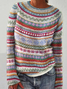Pulls Femmes Décontracté Ethnique Printemps / Automne Micro-élasticité Ample Fil/fil de laine Régulier Droit Régulier