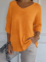 Pulls Femmes Décontracté Plain Printemps / Automne Manches trois quarts Fil/fil de laine Régulier Droit Régulier Élasticité moyenne