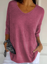 Pulls Femmes Décontracté Plain Printemps / Automne Manches trois quarts Fil/fil de laine Régulier Droit Régulier Élasticité moyenne
