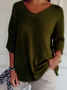 Pulls Femmes Décontracté Plain Printemps / Automne Manches trois quarts Fil/fil de laine Régulier Droit Régulier Élasticité moyenne