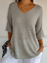 Pulls Femmes Décontracté Plain Printemps / Automne Manches trois quarts Fil/fil de laine Régulier Droit Régulier Élasticité moyenne
