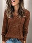 T-shirts Décontracté Plain Printemps / Automne Tricoté Manches Longues Régulier Droit Régulier Non pour Femmes