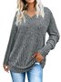 T-shirts Décontracté Plain Printemps / Automne Tricoté Manches Longues Régulier Droit Régulier Non pour Femmes