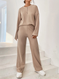 Deux Pièces Ensembles Femmes Décontracté Plain Printemps / Automne Naturel Quotidien Top Avec Pantalons Droit Boucle Élasticité moyenne