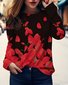 T-shirts Femmes Décontracté Papillon Printemps / Automne Quotidien Ample Col Rond Droit Régulier Dentelle