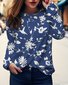 T-shirts Femmes Décontracté Papillon Printemps / Automne Quotidien Ample Col Rond Droit Régulier Dentelle