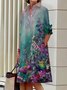 Robes Décontracté Floral Printemps / Automne Polyester Aucune élasticité Quotidien Mi-longue Régulier Poche Couture pour Femmes