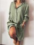 Robes Décontracté Plain Printemps / Automne Naturel Aucune élasticité Quotidien Manches Longues Droit Non pour Femmes