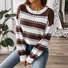 Pulls Rayé Décontracté Printemps / Automne Quotidien Ample Col Rond Laine/Tricot Régulier Régulier pour Femmes