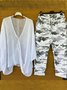 Deux Pièces Ensembles Décontracté Printemps / Automne Camouflage Polyester Naturel Quotidien Manches trois quarts Droit Régulier pour Femmes