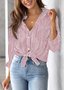 Chemises Femmes Rayé Décontracté Printemps / Automne Aucune élasticité Quotidien Manches Longues Mi-long Régulier Col de Chemise