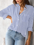 Chemises Femmes Rayé Décontracté Printemps / Automne Aucune élasticité Quotidien Manches Longues Mi-long Régulier Col de Chemise