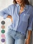 Chemises Femmes Rayé Décontracté Printemps / Automne Aucune élasticité Quotidien Manches Longues Mi-long Régulier Col de Chemise