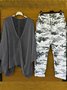 Deux Pièces Ensembles Décontracté Printemps / Automne Camouflage Polyester Naturel Quotidien Manches trois quarts Droit Régulier pour Femmes