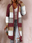 Cardigans Femmes Rayé Décontracté Hiver Micro-élasticité Quotidien Ample Laine/Tricot Régulier Épaissi