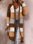 Cardigans Femmes Rayé Décontracté Hiver Micro-élasticité Quotidien Ample Laine/Tricot Régulier Épaissi