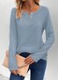 Chemisiers1 Décontracté Plain Printemps / Automne Coton Ample Manches Longues Col Rond Régulier Droit pour Femmes