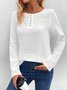 Chemisiers1 Décontracté Plain Printemps / Automne Coton Ample Manches Longues Col Rond Régulier Droit pour Femmes