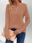 Chemisiers1 Décontracté Plain Printemps / Automne Coton Ample Manches Longues Col Rond Régulier Droit pour Femmes