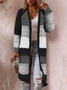 Cardigans Femmes Rayé Décontracté Hiver Micro-élasticité Quotidien Ample Laine/Tricot Régulier Épaissi