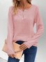 Chemisiers1 Décontracté Plain Printemps / Automne Coton Ample Manches Longues Col Rond Régulier Droit pour Femmes
