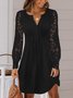 Robes Femmes Décontracté Plain Printemps / Automne Polyester Col V Quotidien Manches Longues Droit Non