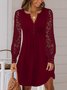 Robes Femmes Décontracté Plain Printemps / Automne Polyester Col V Quotidien Manches Longues Droit Non
