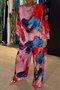 Deux Pièces Ensembles Femmes Décontracté Floral Printemps / Automne Naturel Quotidien Ample Top Avec Pantalons Droit Régulier