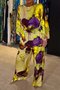 Deux Pièces Ensembles Femmes Décontracté Floral Printemps / Automne Naturel Quotidien Ample Top Avec Pantalons Droit Régulier