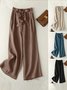 Pantalons Décontracté Ethnique Printemps / Automne Naturel Aucune élasticité Ample Coton Et Lin Pantalon droit Long pour Femmes