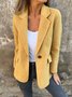 Blazers Décontracté Plain Printemps / Automne Naturel Quotidien Ample Manches Longues en Laine Régulier pour Femmes