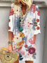 Robes Décontracté Floral Printemps / Automne Polyester Quotidien Mi-longue Manches trois quarts Droit Non pour Femmes