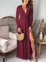 Robes Décontracté Plain Printemps / Automne Col V Naturel Micro-élasticité Quotidien Coupe Régulière Maxi pour Femmes