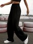 Pantalons Femmes Décontracté Plain Printemps / Automne Naturel à Haute Élasticité Jersey Pantalons à Jambe Large Long Régulier