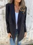 Blazers Femmes Plain Printemps / Automne Urbain Polyester Naturel Aucune élasticité Ample Manches Longues Droit