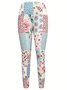 Pantalons De Yoga Décontracté Floral Toutes Les Saisons Léger Aucune élasticité Quotidien Jersey Pantalon coupe slim Long pour Femmes