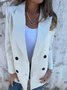 Blazers Femmes Plain Printemps / Automne Urbain Polyester Naturel Aucune élasticité Ample Manches Longues Droit