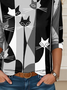 T-shirts Décontracté Printemps / Automne Chat Micro-élasticité Quotidien Ample Jersey Manches Longues Droit pour Femmes