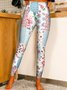 Pantalons De Yoga Décontracté Floral Toutes Les Saisons Léger Aucune élasticité Quotidien Jersey Pantalon coupe slim Long pour Femmes